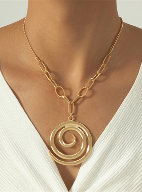 欧美风时尚个性简约金色螺旋项链