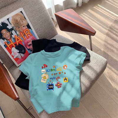 彩色减龄印花短袖t恤女2026新款夏季韩系小众别致短款修身上衣ins