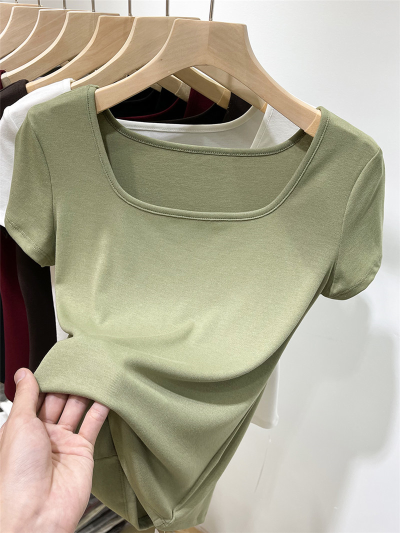 U领短袖t恤修身内搭打底衫