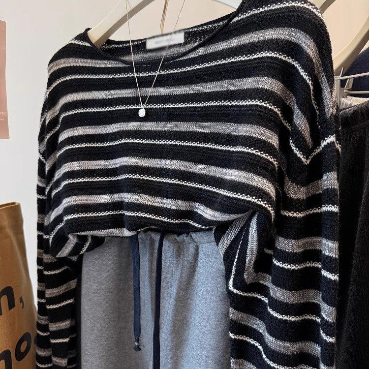 慵懒绵羊毛软糯糯撞色条纹宽松套头羊毛毛衣短款上衣女秋冬季外套,女装/女士精品,毛针织衫,淘宝优惠券,粉丝福利购,淘宝优惠卷