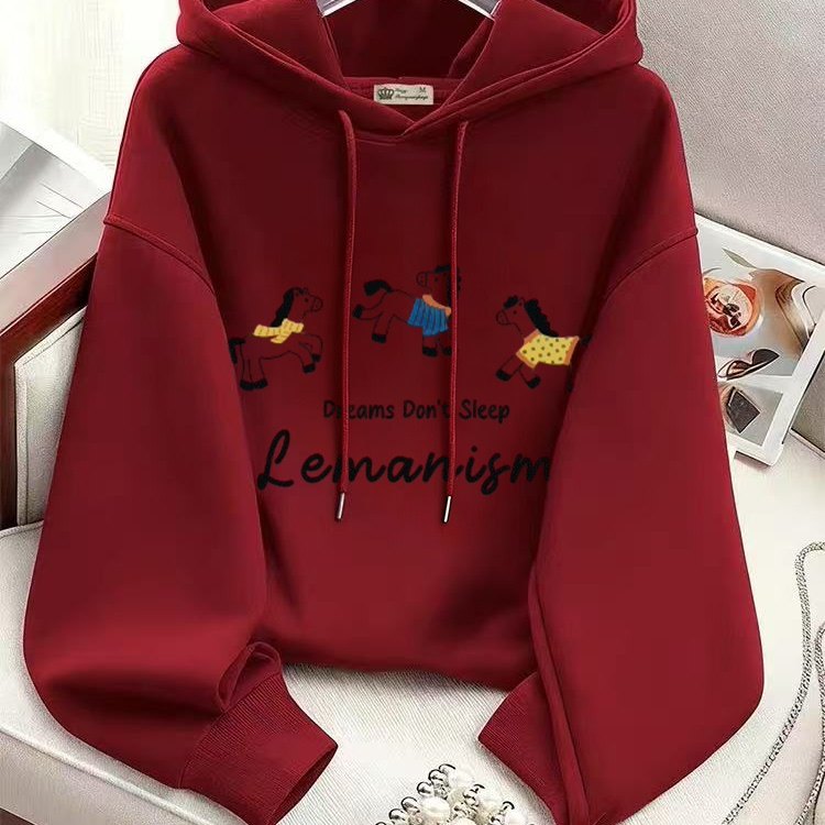 2026新年本命年酒红色连帽卫衣女加绒加厚秋冬时尚洋气上衣外套潮,女装/女士精品,卫衣/绒衫,淘宝优惠券,粉丝福利购,淘宝优惠卷