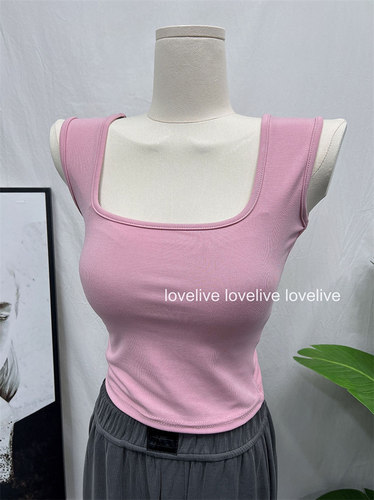 方领宽肩带遮副乳吊带背心