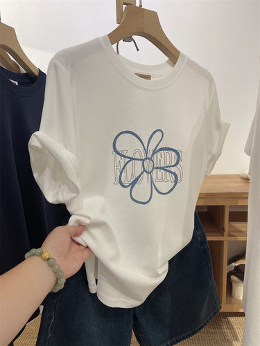 宽松圆领字母短袖T恤女夏