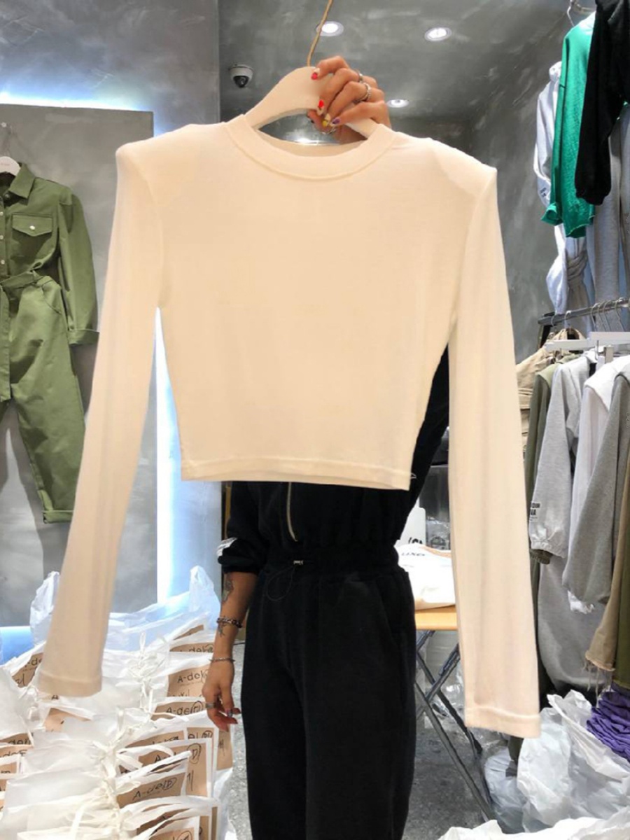 纯色长袖打底衫内搭T恤女上衣