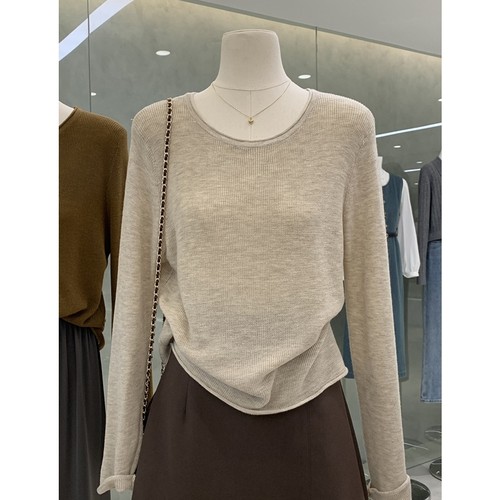 圆领长袖内搭女生上衣初秋穿搭