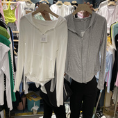 显瘦弧形下摆防晒开衫 莫代尔连帽长袖 修身 新款 潮 T恤短外套女春季