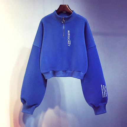 超火cec卫衣女春秋薄款2021新款韩版ins潮短款宽松百搭无帽上衣服