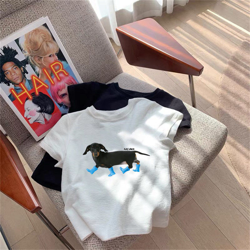 白色潮牌小狗短袖t恤女2026新款夏季美式复古正肩显瘦小个子上衣,女装/女士精品,T恤,淘宝优惠券,粉丝福利购,淘宝优惠卷