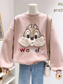 微胖显瘦穿搭 秋冬款 ins奶毛毛松鼠加绒卫衣宽松休闲摇粒绒上衣