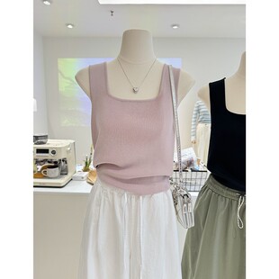 夏季简约百搭时尚性感修身显瘦针织背心打底衫吊带纯色外穿女装