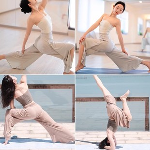 夏 速干2025新款 内观流普拉提瑜伽服女宽松阔腿外穿健身长裤 运动裤