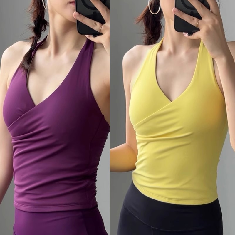 普拉提绝美瑜伽服上衣女带胸垫跑步健身背心高端运动文胸美背秋