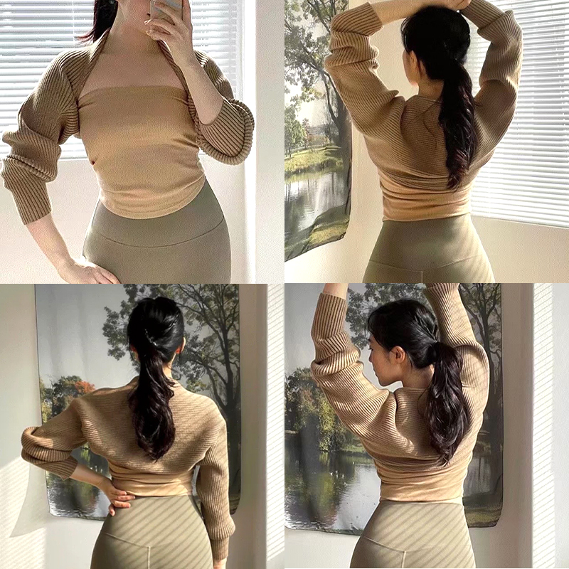 长袖瑜伽披肩纯色显瘦运动上衣开衫跑步健身普拉提外搭秋冬新款