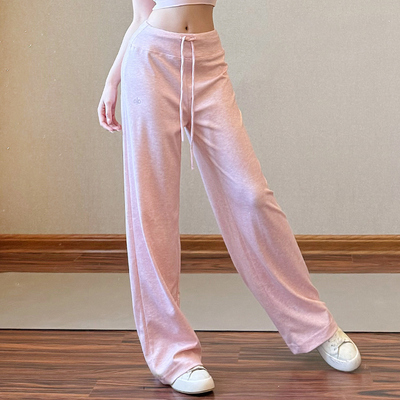 粉色休闲运动裤女款棉质宽松健身服跳舞直筒瑜伽长裤新款爵士卫裤