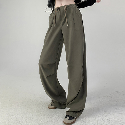 军绿色瑜伽裤宽松垂感阔腿运动长裤百搭休闲普拉提健身服秋冬新款