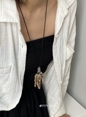海边度假!椰风葡萄流苏项链女波西米亚多元素高级感可调节毛衣链