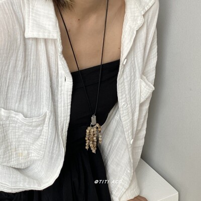 海边度假!椰风葡萄流苏项链女波西米亚多元素高级感可调节毛衣链