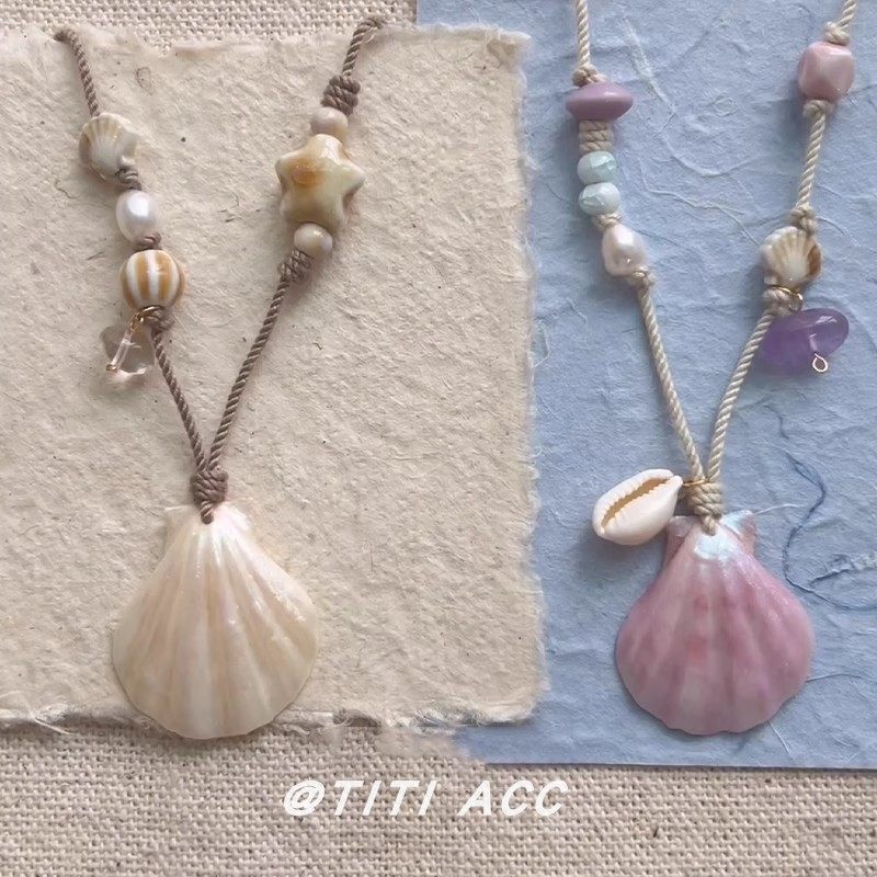 自制手工编绳长款天然贝壳吊坠项链女度假风高级小众设计旅游配饰,饰品/流行首饰/时尚饰品新,项链,淘宝优惠券,粉丝福利购,淘宝优惠卷