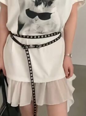韩系腰带女辣妹气质长款细皮带高级感双圈任意打结腰链连衣裙配饰