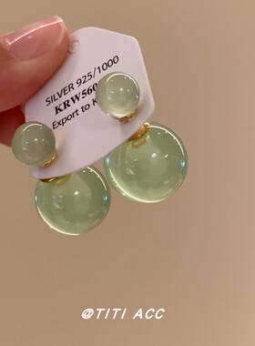 小清新绿色果冻泡泡耳钉轻奢高级感气质大气耳饰简约独特耳环饰品
