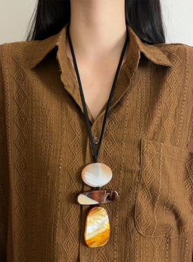 波西米亚长款吊坠项链女小众设计