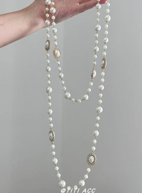 2026新款小香风多层珍珠项链女时尚精致轻奢高级感秋冬长款毛衣链