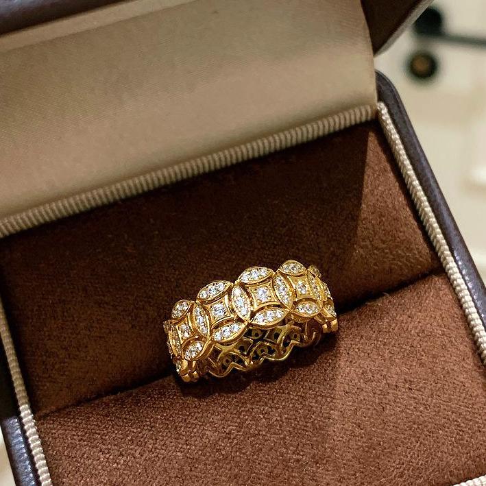 钱多多招财金色五钱帝铜钱戒指女