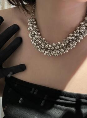 网红博主同款金属球项链女锁骨链