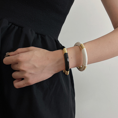 法国小众设计撞色珐琅手镯女复古