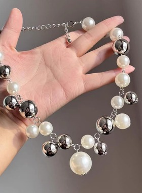 高级感项链珍珠白小众锁骨链配饰