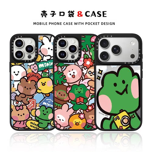 顶板联名游园会mini青蛙适用iphone17手机壳18promax保护套磁吸苹果16pro镜面15plus环绕新款14卡通可爱13