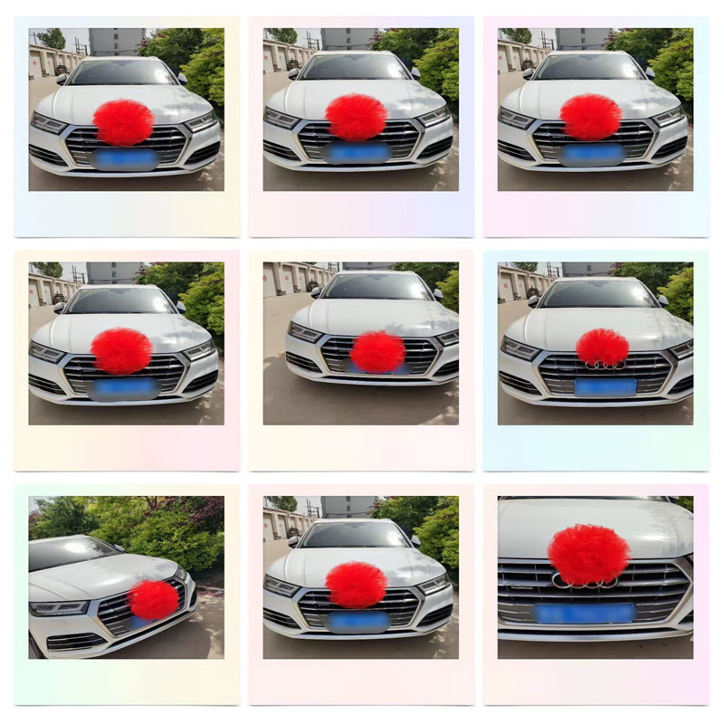 新款结婚婚车车头大红纱花球副车装饰拉花布置迎亲车队接亲绣球花