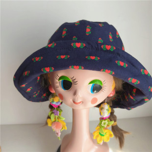 小众原创复古春夏秋牛仔爱心街头潮折叠大头围遮阳水桶渔夫帽盆帽