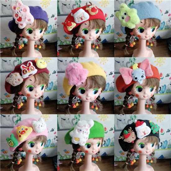 一元一个针织毛线卡通贝雷帽