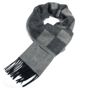 恒源祥纯羊绒男士格子围巾秋冬保暖针织围脖男款百搭商务送人礼盒