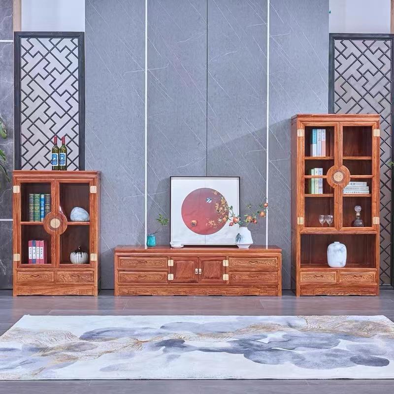 红木家具刺猬紫檀三组合电视柜