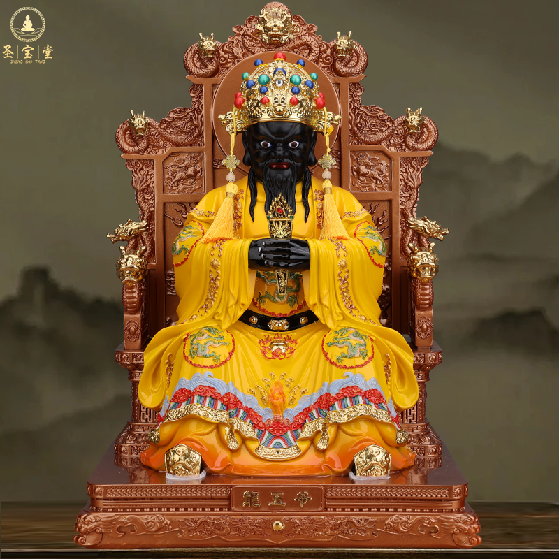 广济龙王神像黑脸龙五爷像体五台山同摆件家用堂口供奉龙五爷菩萨