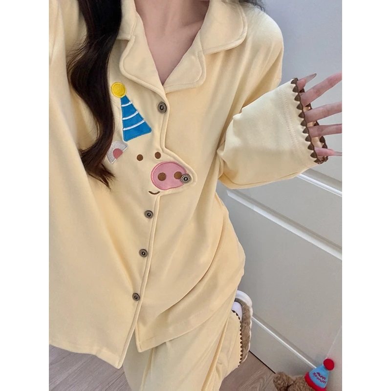 德绒加厚保暖卡通睡衣套装女