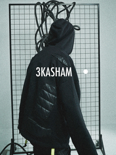 3KASHAM 超限量解构羽绒拼接宽松dirty fit连帽卫衣