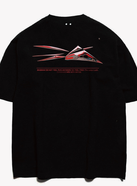 3KASHAM 23SS“3K旗帜”原创小高领金属流感印花宽松街头短袖t恤