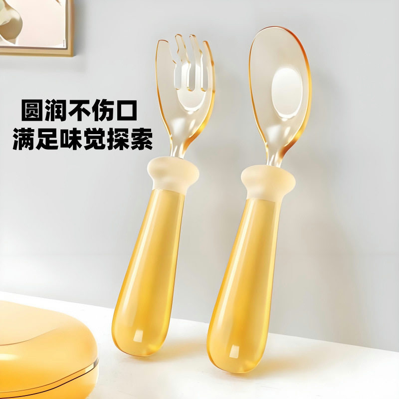 儿童专用硅胶叉勺套装餐