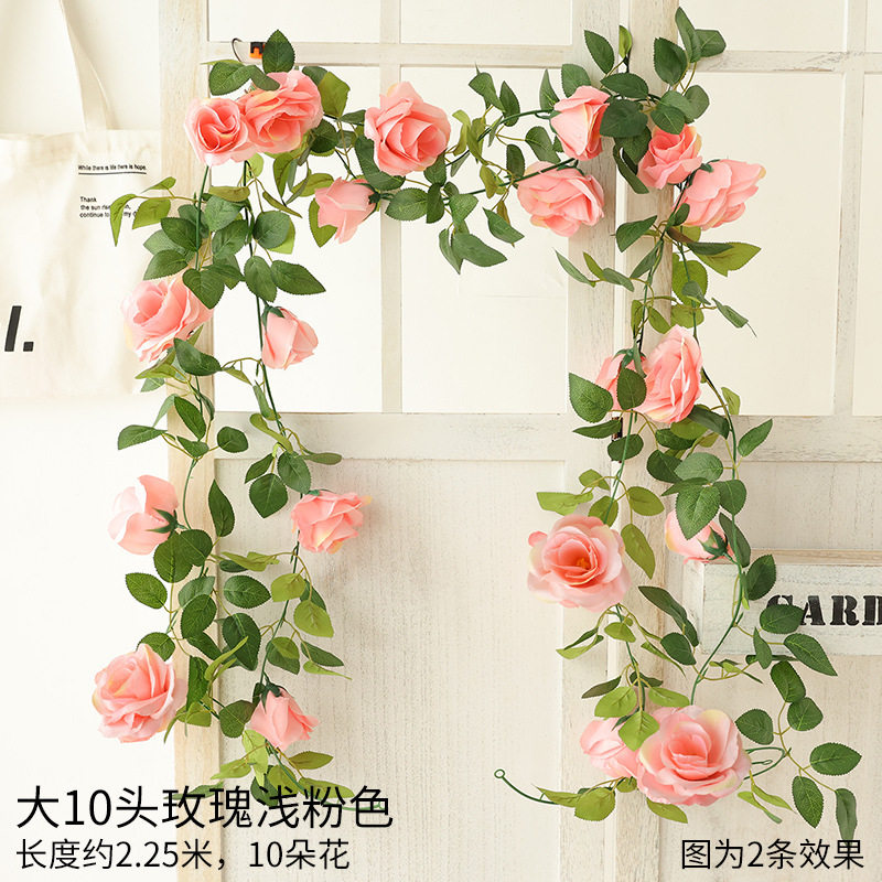 仿真玫瑰花藤绢花墙面装