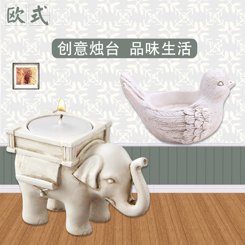 北欧式烛台小动物蜡树脂