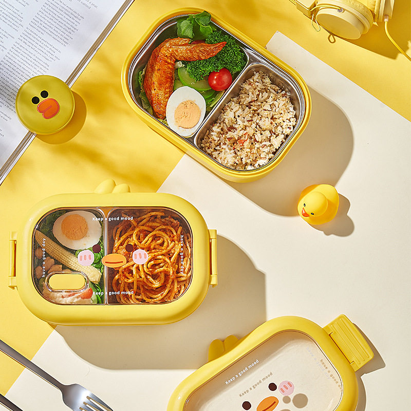新品可爱麦萌鸭不锈钢饭