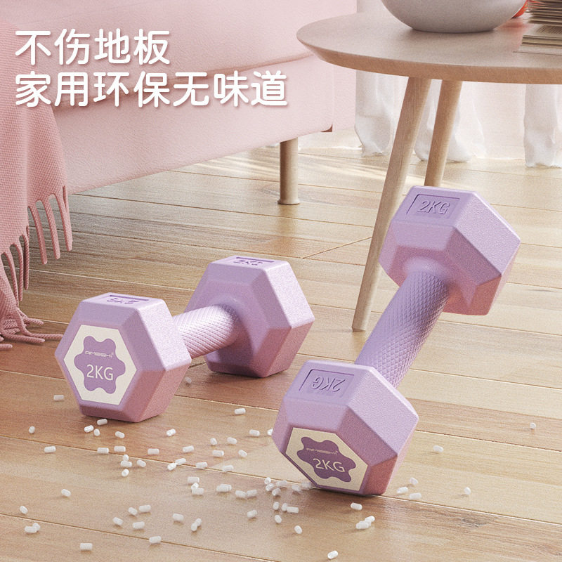 新款彩标哑铃女士健身家