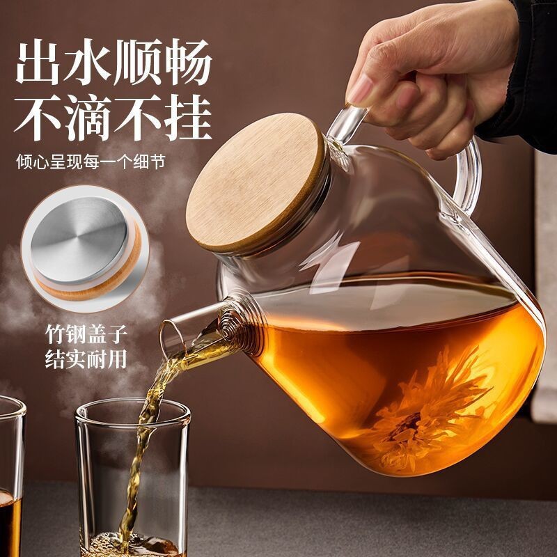 加厚玻璃花茶壶大容量冷