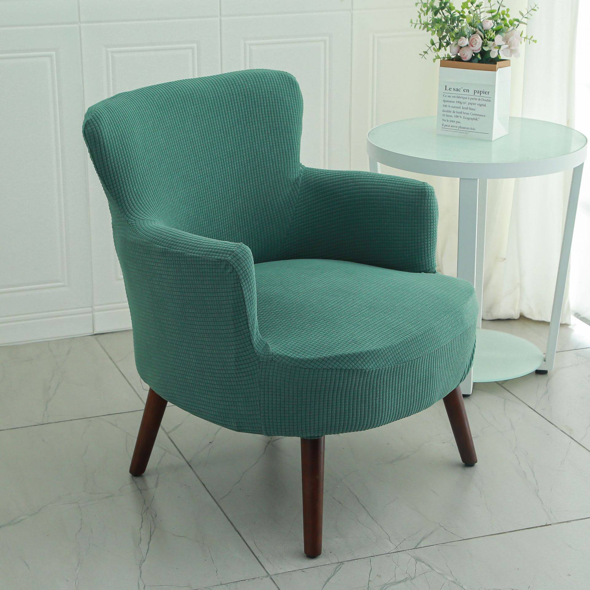 弹力单人沙发套罩全包家用复古半圆椅套懒人卧室单人椅防滑沙发罩