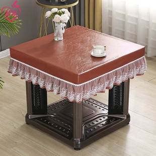 正方形茶几桌布餐桌垫PU皮革防水防油免洗台布长方形桌套麻将机罩