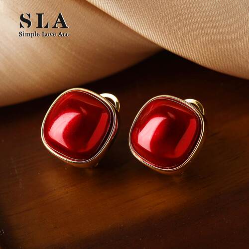 Simple Love Acc私家 法式馒头本年年红简约气质高级感银针耳环女