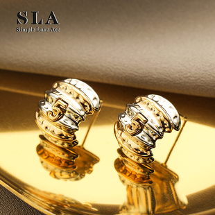 C型小众设计简约百搭个性 法式 八折 银针耳环女 新品